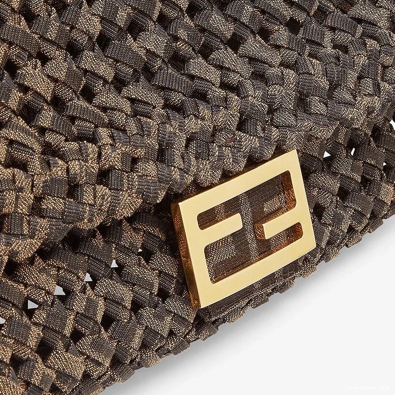 Affordable Baguette Interlace Medium Bag In Fabric Coffee Fendi 0822